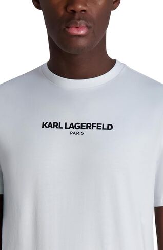تي شيرت KARL LAGERFELD رجالي سادة بأكمام قصيرة ورقبة مستديرة وشعار كارل in Saudi Arabia