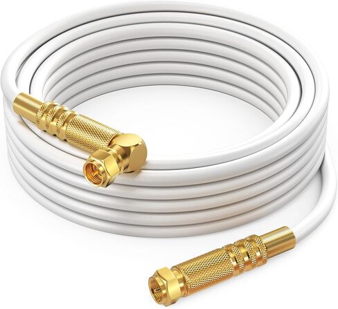 RG6 COAXIAL Cable with 90-Degree Angled Connector - 2ft / White - Triple Shielded, Non-Oxygen Copper Cable Wire for TV, Internet & More - Flexible Coax Cable Cord in Saudi Arabia