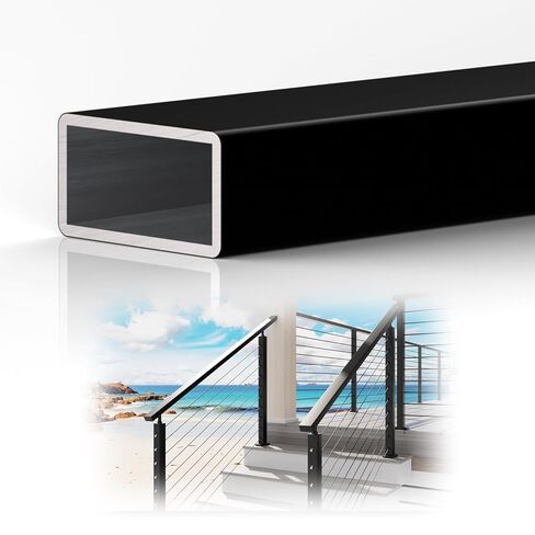 4 عبوات 8FTx 2-3/8"x1-3/16 درابزين أسود من الألومنيوم مع مسامير الحفر الذاتي، أغطية نهاية من النايلون، 5 سنوات في الهواء الطلق لا يبهت، درابزين مسطح سميك 3 مم، حاجز علوي قابل للقطع لسطح الدرج في الأماكن المغلقة والخارجية in Kuwait