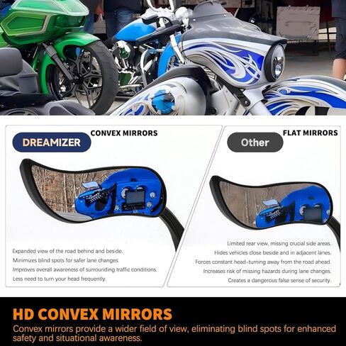 مرآة الدراجة النارية DREAMIZER M8 M10 Street Glide Mirrors للدراجات النارية ملحقات جانبية للرؤية الخلفية متوافقة مع Harley Sportster Road King Electra Dyna Softail Ultra Vrod والمزيد in Saudi Arabia