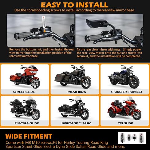مرآة الدراجة النارية DREAMIZER M8 M10 Street Glide Mirrors للدراجات النارية ملحقات جانبية للرؤية الخلفية متوافقة مع Harley Sportster Road King Electra Dyna Softail Ultra Vrod والمزيد in Saudi Arabia