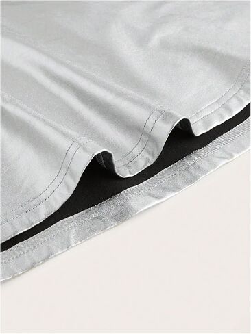 SHENHE Women's Shiny Metallic Skirt Flared A Line High Waist Rave Club Mini Skater Skirt in Saudi Arabia