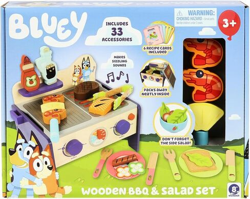 Bluey – Tea Party Set – Wooden 18-Piece Pretend Play Set with Tray, Teapot, Tea Cups, Biscuits, and Notepad for Children 3 Years and up – Imaginative Fun and Role-Playing, FSC Certified in Kuwait