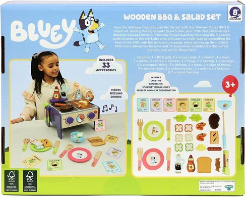 Bluey – Tea Party Set – Wooden 18-Piece Pretend Play Set with Tray, Teapot, Tea Cups, Biscuits, and Notepad for Children 3 Years and up – Imaginative Fun and Role-Playing, FSC Certified in Kuwait