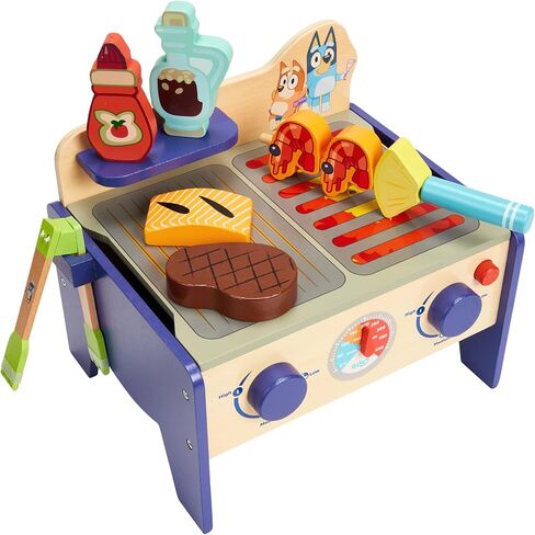 Bluey – Tea Party Set – Wooden 18-Piece Pretend Play Set with Tray, Teapot, Tea Cups, Biscuits, and Notepad for Children 3 Years and up – Imaginative Fun and Role-Playing, FSC Certified in Kuwait