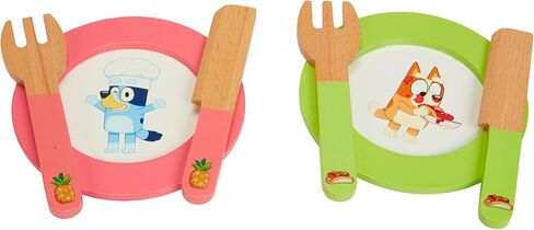 Bluey – Tea Party Set – Wooden 18-Piece Pretend Play Set with Tray, Teapot, Tea Cups, Biscuits, and Notepad for Children 3 Years and up – Imaginative Fun and Role-Playing, FSC Certified in Kuwait