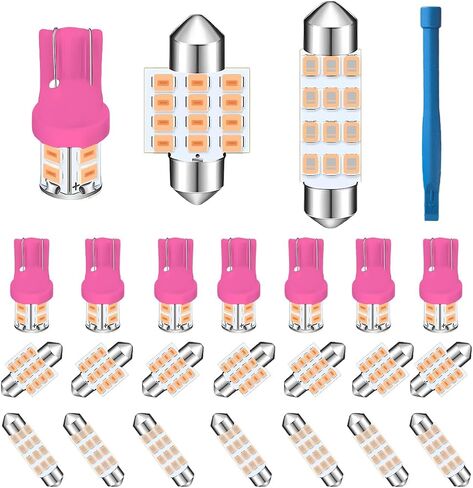 24PCS Dome Light Car Interior LED Bulb Kit - T10 194 DE3175 578 31mm 42mm LED Combination Set with Removal Tool - Replacement Bulbs for Car Map Door Trunk Courtesy License Plate Lights (Pink) in Saudi Arabia