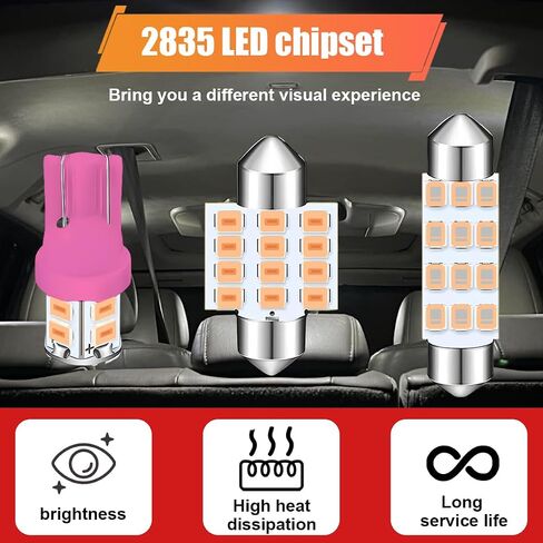 24PCS Dome Light Car Interior LED Bulb Kit - T10 194 DE3175 578 31mm 42mm LED Combination Set with Removal Tool - Replacement Bulbs for Car Map Door Trunk Courtesy License Plate Lights (Pink) in Saudi Arabia