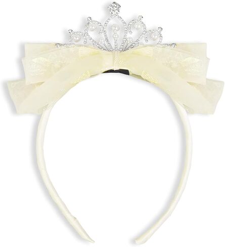 Huachi Girls Princess Tiara Crown Headbands Cute Tulle Bow Tiaras Birthday Headband for Girl Tiaras Crowns Head Band Party Fairy Costume Hair Accessories in Saudi Arabia