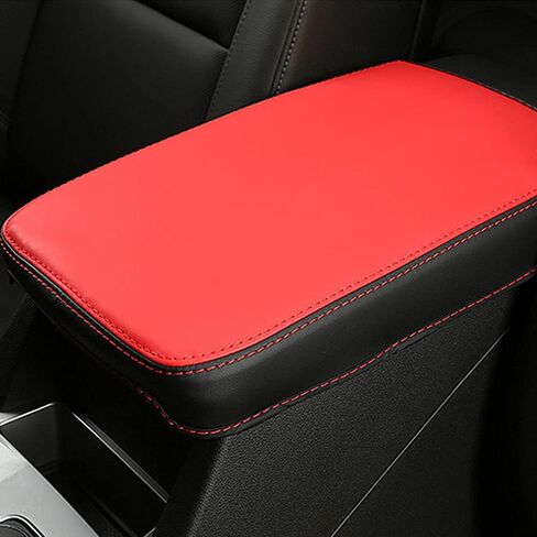 غطاء حماية لمسند ذراع السيارة من XITER، قطعة واحدة من وسادة جلدية لوحدة التحكم المركزية تناسب Blazer 2019 2020 2021 2022 2023 2024 2025 ملحقات داخلية لصندوق مسند ذراع وحدة التحكم المركزية (غرز حمراء) in Kuwait