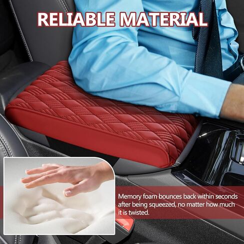 Car Center Console Cover, 12.6"×8.3"×2" Leather Car Armrest Cover, Soft Memory Foam Auto Armrest Cushion Pad, Vehicle Arm Rest Box Protector, Universal Interior Car Accessories (Gray) in Saudi Arabia