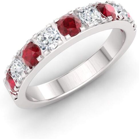 خاتم زفاف من الماس والأحجار الكريمة الطبيعية والمعتمدة من Diamondere من الذهب الخالص عيار 14 قيراط | حزام قابل للتكديس بوزن 0.92 قيراط للنساء، مقاس أمريكي من 4 إلى 9 in Kuwait