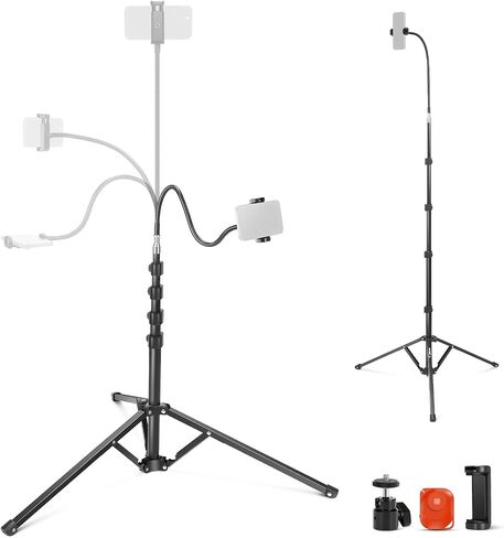 NEEWER Phone Tripod for Cell Phone & Camera with Remote, 65.2" All Metal Selfie Stick Travel Vlog Tripod Stand for iPhone with Phone Holder, Portable Camera Tripod for Canon Sony DLSR GoPro, TS05 in Saudi Arabia