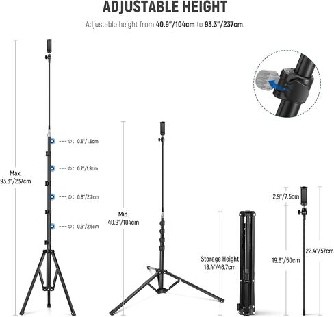 NEEWER Phone Tripod for Cell Phone & Camera with Remote, 65.2" All Metal Selfie Stick Travel Vlog Tripod Stand for iPhone with Phone Holder, Portable Camera Tripod for Canon Sony DLSR GoPro, TS05 in Saudi Arabia