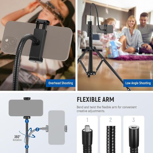NEEWER Phone Tripod for Cell Phone & Camera with Remote, 65.2" All Metal Selfie Stick Travel Vlog Tripod Stand for iPhone with Phone Holder, Portable Camera Tripod for Canon Sony DLSR GoPro, TS05 in Saudi Arabia