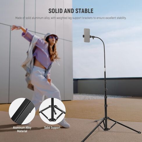 NEEWER Phone Tripod for Cell Phone & Camera with Remote, 65.2" All Metal Selfie Stick Travel Vlog Tripod Stand for iPhone with Phone Holder, Portable Camera Tripod for Canon Sony DLSR GoPro, TS05 in Saudi Arabia