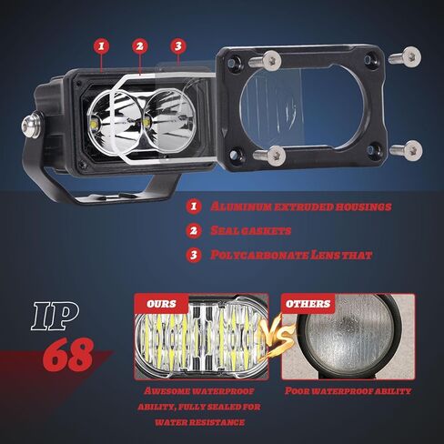 فلوش جبل LED القرون 2PCS 4 بوصة 40W الفيضانات شعاع الطرق الوعرة أضواء القيادة مع الأسلاك تسخير النسخ الاحتياطي العكسي فلوش ضوء بار قبالة الطريق أضواء لشاحنة بيك اب UTV ATV SUV قارب in Kuwait