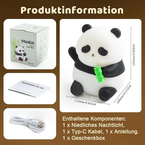 ضوء ليلي باندا لطيف، مصباح سيليكون يعمل باللمس للأطفال، ضوء ليلي قابل لإعادة الشحن لغرفة الأطفال، ديكور لطيف لغرفة نوم الفتيات، LED إسفنجي مبتكر، هدايا لطيفة للأولاد والبنات والأطفال in Kuwait