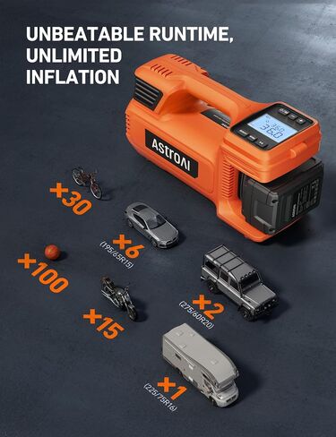 AstroAI TC4 Portable Air Compressor Tire Inflator, 470W 18V Cordless Air Pump for Truck Tires with 4000mAh Battery, 150PSI Heavy Duty Air Compressor with Digital Display for Car, RVs, SUV in Saudi Arabia