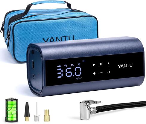 منفاخ إطارات YANTU مزدوج الأسطوانة، ضاغط هواء محمول مع شاشة رقمية كبيرة مقاس 8.3 بوصة، مضخة هواء سيارة تعمل بالبطارية/لاسلكية 12 فولت لإطارات السيارات، إيقاف تلقائي كهربائي للشاحنة/الدراجة/البيك أب/الدراجة النارية in Kuwait