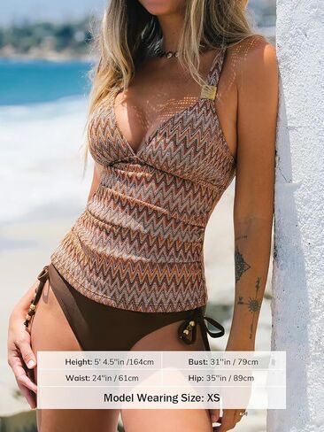 CUPSHE Women's Tankini Sets V Neck Two Piece Swimsuit Crisscross Adjustable Strappy Drawstring Swimwear Textured in Saudi Arabia