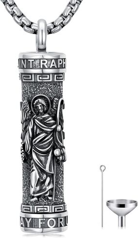 WINNICACA Saint Urn Necklace for Men Women, 925 Silver Sterling Religion Urn Pendant Cremation Jewelry for Ashes Necklace Memorial Keepsake Jewelry Gifts for Men Father Son in Saudi Arabia