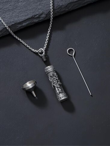 WINNICACA Saint Urn Necklace for Men Women, 925 Silver Sterling Religion Urn Pendant Cremation Jewelry for Ashes Necklace Memorial Keepsake Jewelry Gifts for Men Father Son in Saudi Arabia