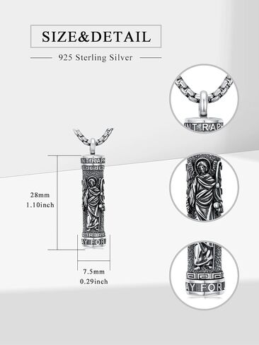 WINNICACA Saint Urn Necklace for Men Women, 925 Silver Sterling Religion Urn Pendant Cremation Jewelry for Ashes Necklace Memorial Keepsake Jewelry Gifts for Men Father Son in Saudi Arabia