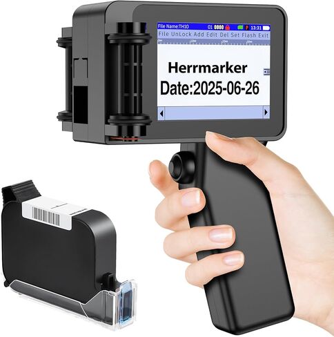 Handheld Inkjet Printer, Portable Handheld Printer with 42ml Quick-Drying Ink Cartridge, Handheld Inkjet Printer Gun with 4.3" Touch Screen for Text QRCode/Barcode/Batch Number/Label/Image in Saudi Arabia