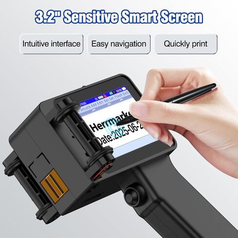 Handheld Inkjet Printer, Portable Handheld Printer with 42ml Quick-Drying Ink Cartridge, Handheld Inkjet Printer Gun with 4.3" Touch Screen for Text QRCode/Barcode/Batch Number/Label/Image in Saudi Arabia