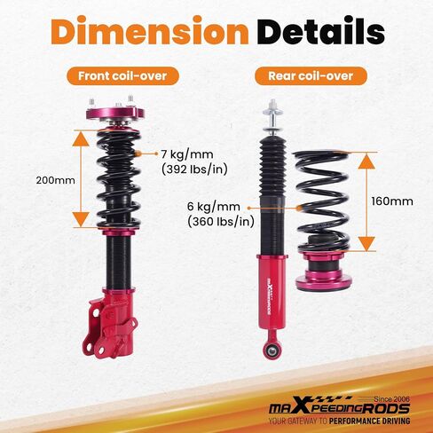 maXpeedingrods Coilovers for Honda Civic 2006-2011, for Acura CSX 2006-2011, Height Adjustable Coilover Suspension Kit, Preset Damping Lowering Kit, Red in Saudi Arabia