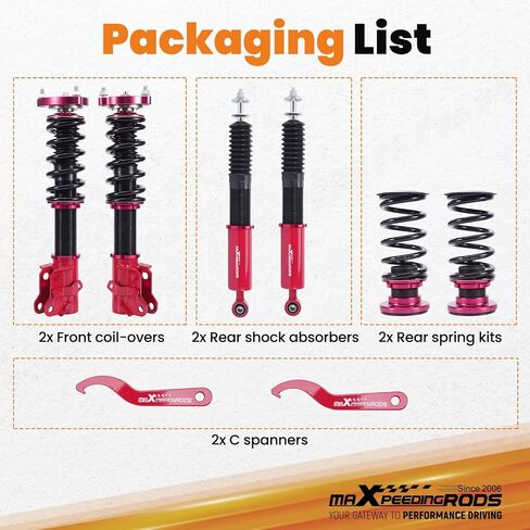 maXpeedingrods Coilovers for Honda Civic 2006-2011, for Acura CSX 2006-2011, Height Adjustable Coilover Suspension Kit, Preset Damping Lowering Kit, Red in Saudi Arabia
