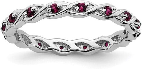 Solid Sterling Silver Stackable Expressions Created Ruby Ring in Saudi Arabia