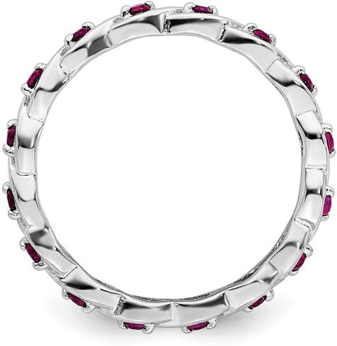 Solid Sterling Silver Stackable Expressions Created Ruby Ring in Saudi Arabia