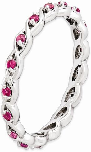 Solid Sterling Silver Stackable Expressions Created Ruby Ring in Saudi Arabia