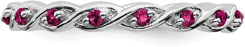 Solid Sterling Silver Stackable Expressions Created Ruby Ring in Saudi Arabia