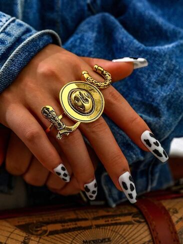 Vintage Rings For Women, 3Pcs Silver Western Boho Stackable Horseshoe Cowboy Hat Boots Ring Size 8 (18mm Diameter) Statement Dainty Fashion Waterproof Non Tarnish Holiday Jewelry Gift in Saudi Arabia