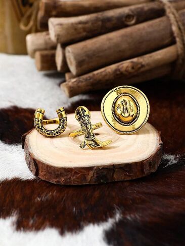 Vintage Rings For Women, 3Pcs Silver Western Boho Stackable Horseshoe Cowboy Hat Boots Ring Size 8 (18mm Diameter) Statement Dainty Fashion Waterproof Non Tarnish Holiday Jewelry Gift in Saudi Arabia