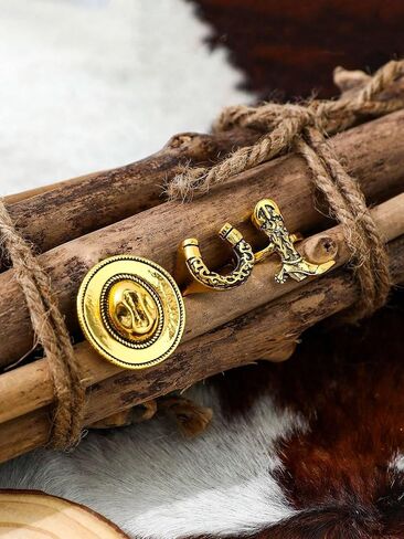 Vintage Rings For Women, 3Pcs Silver Western Boho Stackable Horseshoe Cowboy Hat Boots Ring Size 8 (18mm Diameter) Statement Dainty Fashion Waterproof Non Tarnish Holiday Jewelry Gift in Saudi Arabia
