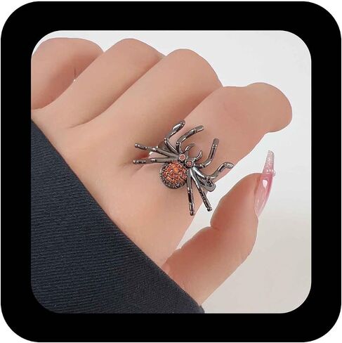 Gothic Spider Ring Red Crystal Spider Open Ring Adjustable Black Spider Ring Cz Spider Insect Ring Halloween Spider Finger Ring Jewelry For Women(Spider A) in Saudi Arabia