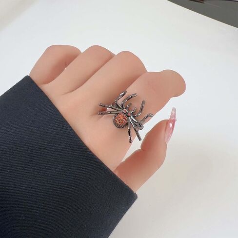 Gothic Spider Ring Red Crystal Spider Open Ring Adjustable Black Spider Ring Cz Spider Insect Ring Halloween Spider Finger Ring Jewelry For Women(Spider A) in Saudi Arabia