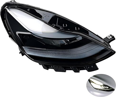 Full LED Headlights, Compatible with 2021-2023 Tesla 3 Tesla Y Base Mayor Performance Long Range Standard Estandar, Replace 1514952 151495200C 151495200D Left Driver Side Front Head Lights Assembly in Saudi Arabia