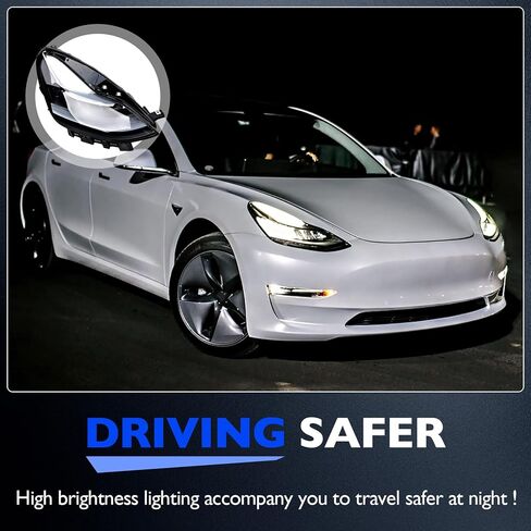Full LED Headlights, Compatible with 2021-2023 Tesla 3 Tesla Y Base Mayor Performance Long Range Standard Estandar, Replace 1514952 151495200C 151495200D Left Driver Side Front Head Lights Assembly in Saudi Arabia