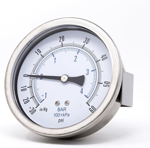 مقاييس PIC 203D-354G مقياس ضغط جاف مثبت على لوحة U-Clamp مع حافظة/إطار SS، أجزاء داخلية نحاسية، عدسة PC، قرص 3.5 بوصة، نطاق 0/200 رطل لكل بوصة مربعة، 1/4 بوصة ذكر NPT in Saudi Arabia
