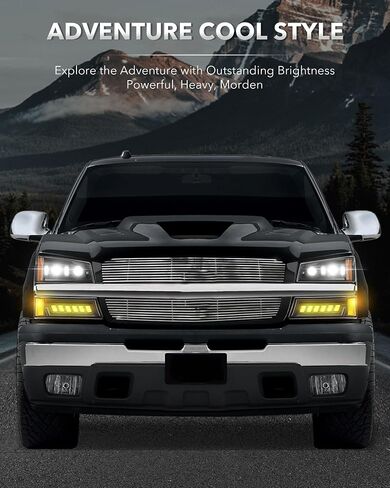 Z-OFFROAD مجموعة المصابيح الأمامية LED معتمدة من DOT مع إشارة الانعطاف، شعاع مختوم عالي ومنخفض متوافق مع 03-06 Chevy Silverado Avalanche -4 قطع in Kuwait