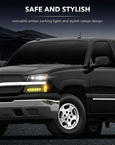 Z-OFFROAD مجموعة المصابيح الأمامية LED معتمدة من DOT مع إشارة الانعطاف، شعاع مختوم عالي ومنخفض متوافق مع 03-06 Chevy Silverado Avalanche -4 قطع in Kuwait