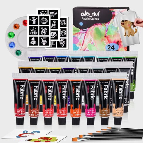 Colorful Fabric Paint Set for Clothes,12 Colors 0.4 Fl Oz Paint for Kids in Saudi Arabia