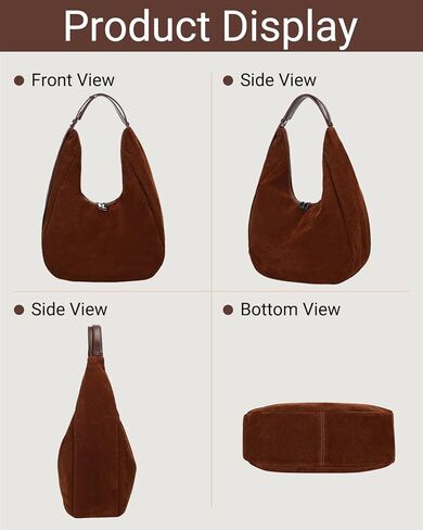 حقيبة كتف هيرالد مترهلة من الجلد السويدي هوبو للنساء، حقيبة يد على شكل هلال مع حزام قابل للتعديل in Kuwait