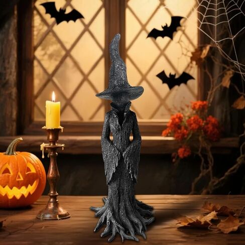 Halloween Witch Statue - 7.28 Inch Hand-Painted Gothic Figurine, Resin Witch Figurine Dark Fantasy Figurines Halloweens Indoor Decorations in Saudi Arabia
