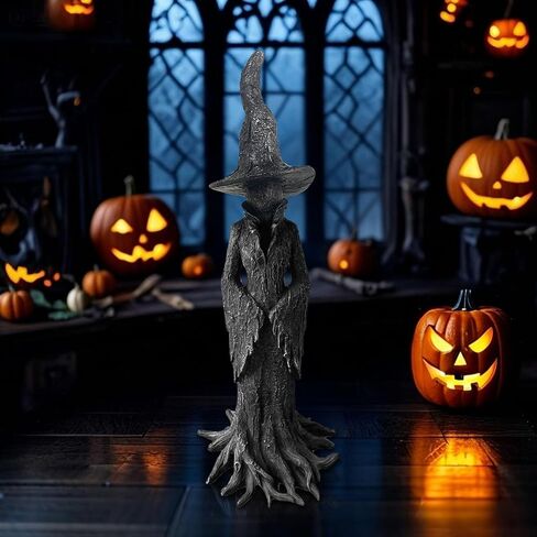 Halloween Witch Statue - 7.28 Inch Hand-Painted Gothic Figurine, Resin Witch Figurine Dark Fantasy Figurines Halloweens Indoor Decorations in Saudi Arabia
